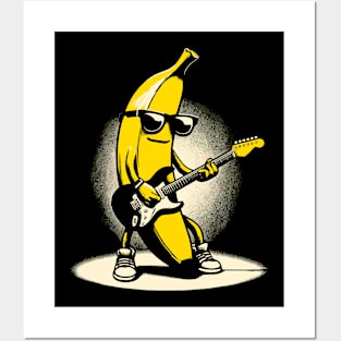 Banana Guitar Rock Music Concert Band Novelty Funny Banana Posters and Art